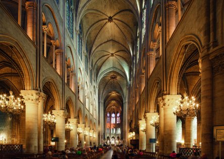 Inside notre Dame Cathedral in Paris
