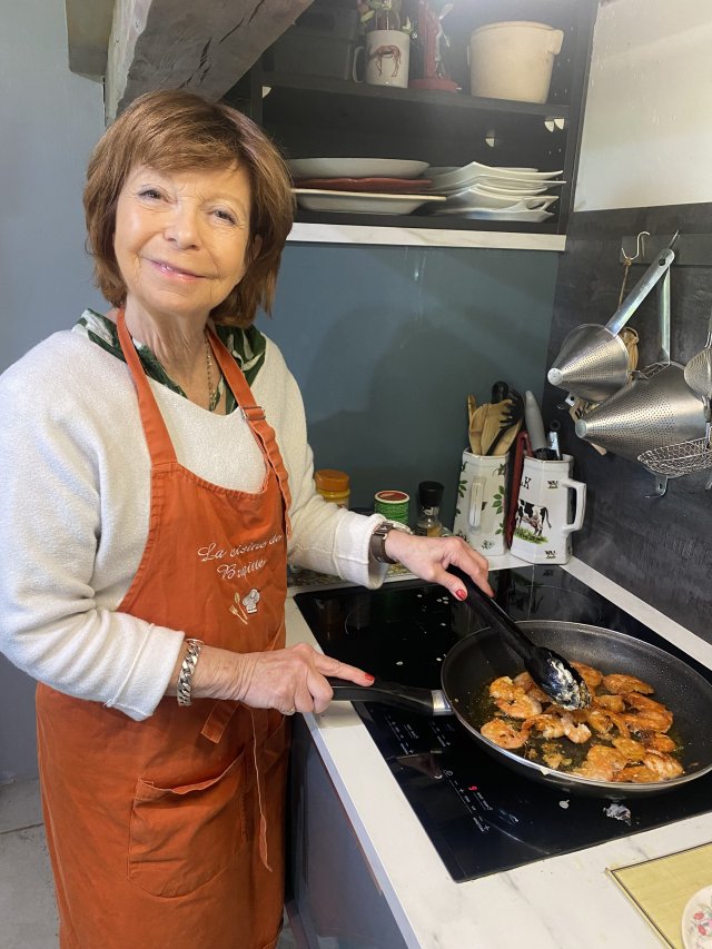 Brigitte in her home kitchen, where she teaches her cooking classes