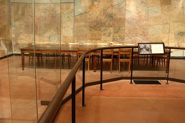 The Map Room and table at the Museum of the Surrender in Champagne