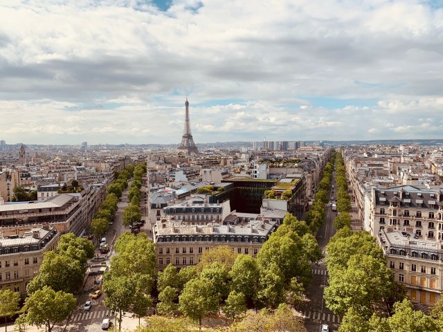 View of Paris with the Eiffel Tower in the background