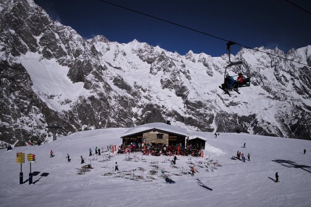 Skiing at Mont Blanc in the French Alps