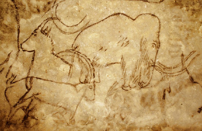 Mammoth cave paintings in rouffignac cave, France