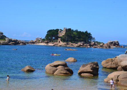 Saint-Guirec on the Pink Granite Coast in Brittany in the summer