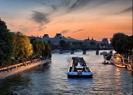 Seine River in Paris at sunset