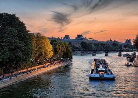 Seine River in Paris at sunset
