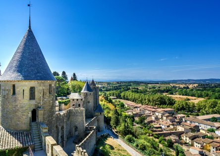 A view of the city of Carcassonne in Languedoc Roussillon, France