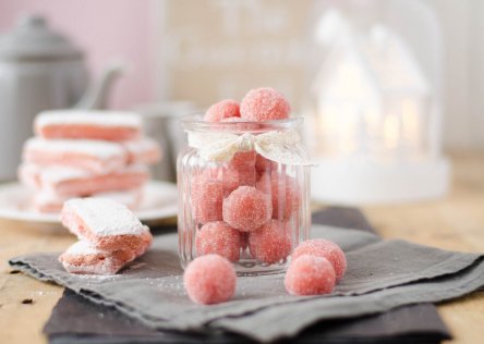 Pink biscuit truffles