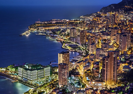 View of Monaco at night