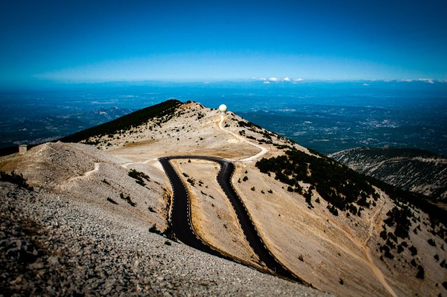 View of the road up Mont Ventoux View of the road up Mont Ventoux
