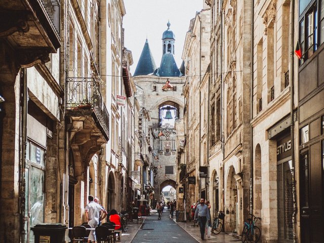 The Grosse Cloche (big bell) at the end of a street in Bordeaux