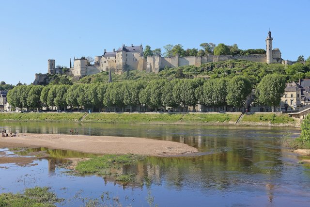 Chinon castle Chinon castle in the background with the river in front