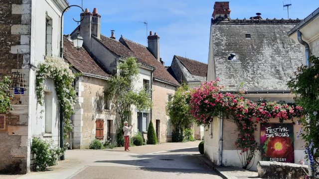 Flowery village of Chédigny in the Loire Valley