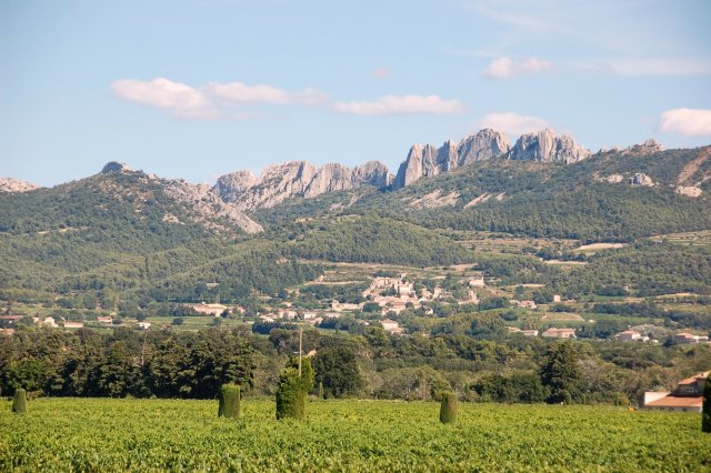 Views of the Dentelles de Montmirail mountains in Provence Views of the Dentelles de Montmirail mountains in Provence