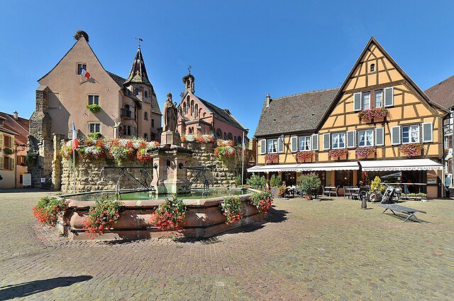 The Place du Château in Eguisheim, Alsace The Place du Château in Eguisheim, Alsace