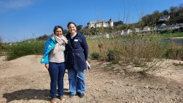 Emilie & Laura at a wine-tasting on an island in the Loire River Trip planners Emilie and Laura on an island in the middle of the Loire River