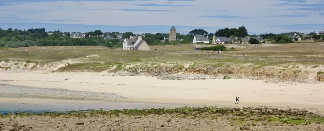 The sand dunes and golden sands of Saint Tugen beach in Brittany