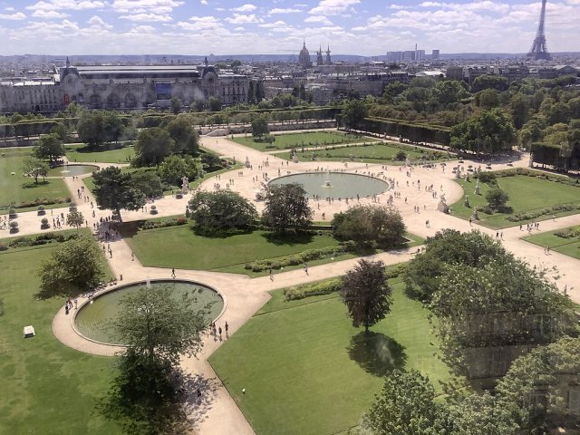 View from the Ferris Wheel view at the Jardin des Tuileries in Paris