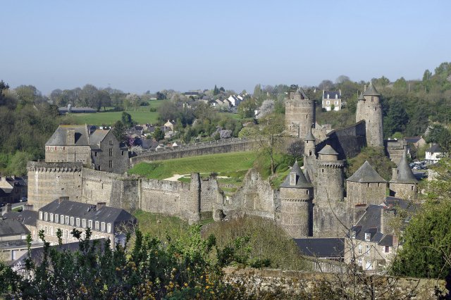 The medieval walls around the old town of Fougères in Brittany
