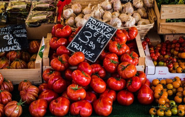 Fresh tomatoes at a local market in Provence Fresh tomatoes at a local market in Provence