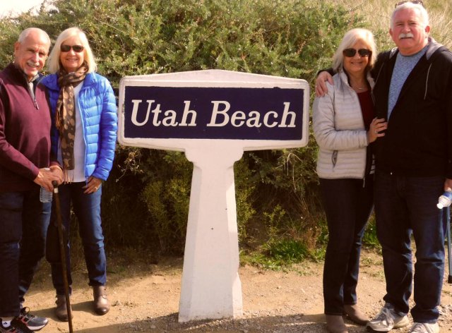 Travelers Kathy, Keith, Rose and Brian at Utah Beach