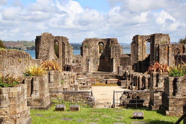 The ruins of Landevennec Abbey on the Crozon peninsula in Brittany