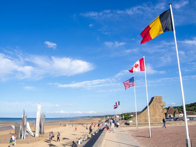 Omaha Beach and Les Braves war memorial