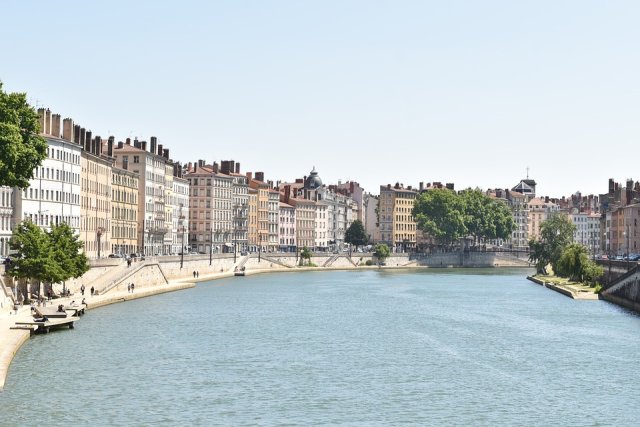 Lyon, France with the Rhone River flowing through