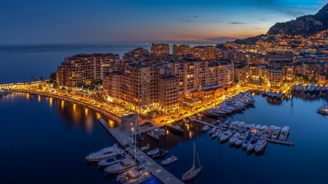 Monaco Port at sunset