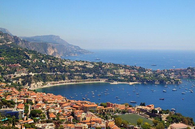 Panoramic view of Nice and the Mediterranean in the French Riviera