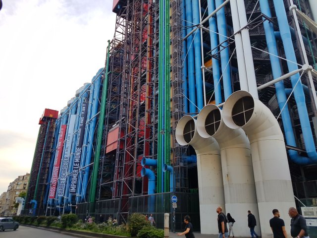 The industrial exterior of the Centre Pompidou in Paris