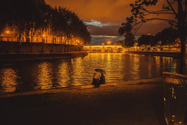 The River Seine in Paris at night