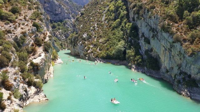 Kayakers in the Verdon Gorge in Provence, France