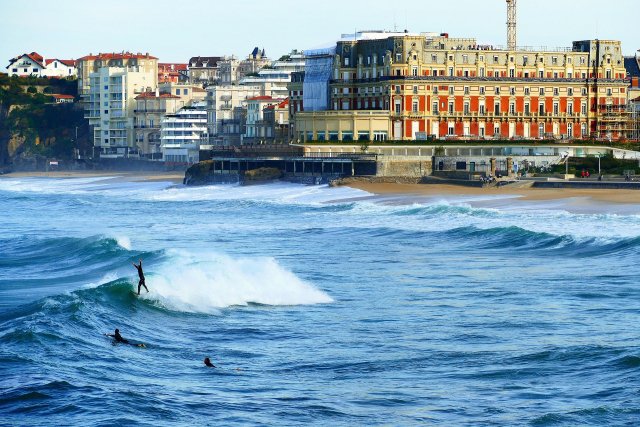 Surfers in Biarritz in the French Basque Country