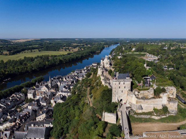 The town of Chinon and its castle in the Loire Valley