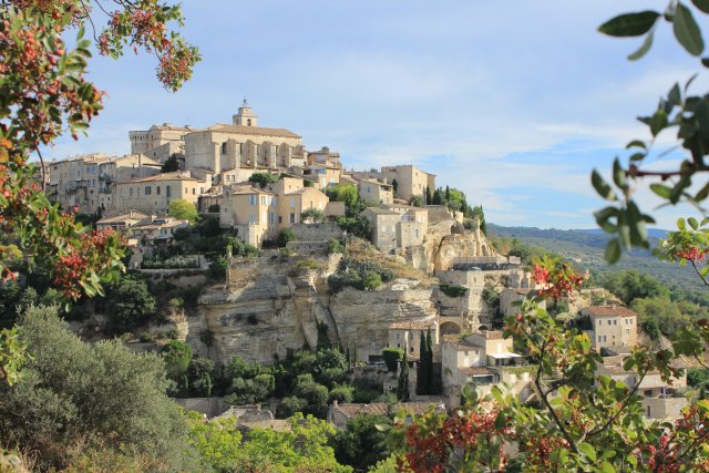A panoramic view of hilltop village Gordes in Provence