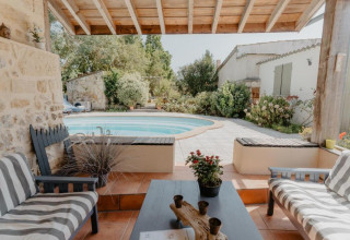 You are welcome to enjoy the swimming pool or the garden