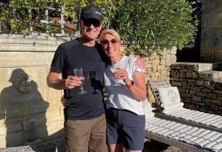 Travelers Jessica & Shane celebrating Shane's birthday in France