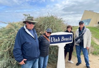 Travelers Richard, Deborah, Tim & Gail at Utah Beach in Normandy
