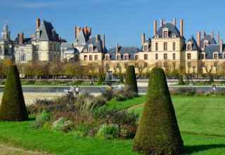 Fontainbleau castle is surrounded by a park