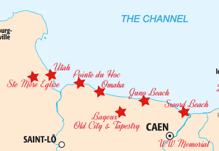 Map of Normandy France - World War II landing sites in Normandy