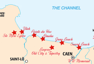 Map of Normandy - World War II landing sites in Normandy Map of Normandy France - World War II landing sites in Normandy