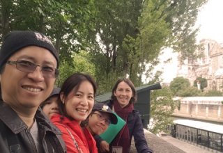 The Loo-Khaw family on a walking tour in Paris with tour guide Raphaelle The Loo-Khaw family on a walking tour in Paris with tour guide Raphaelle