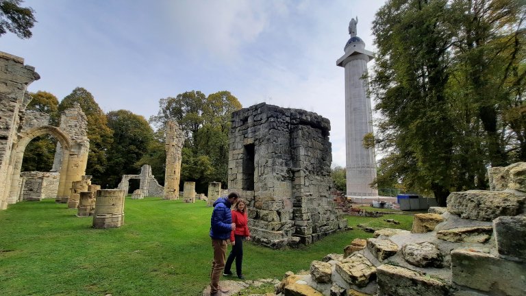 Laura & our guide in Romagne Sous Montfaucon Memorial