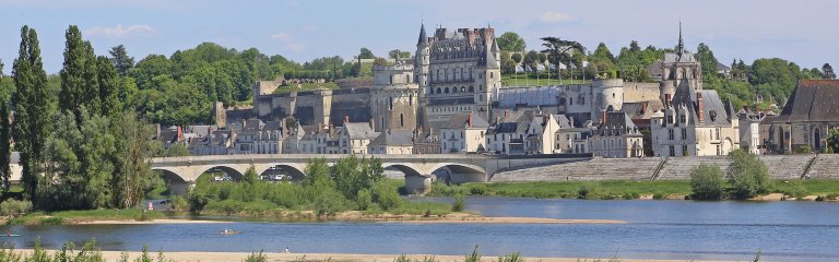 View of Amboise town above the river in the Loire Valley