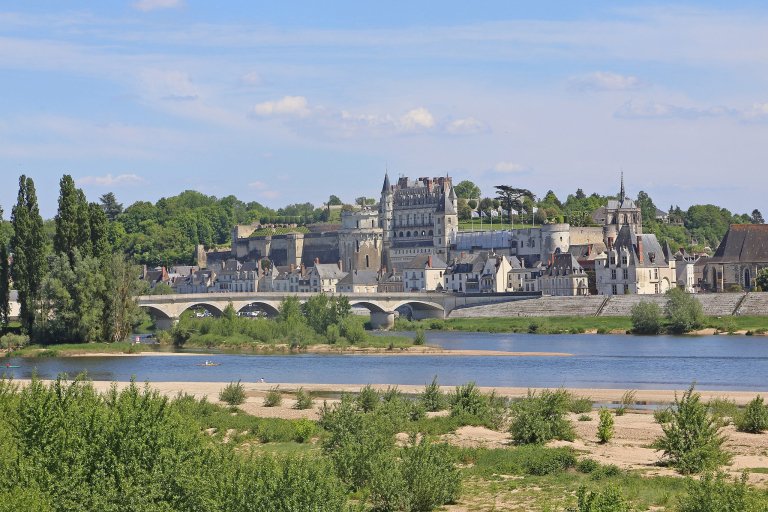 View of Amboise town above the river in the Loire Valley