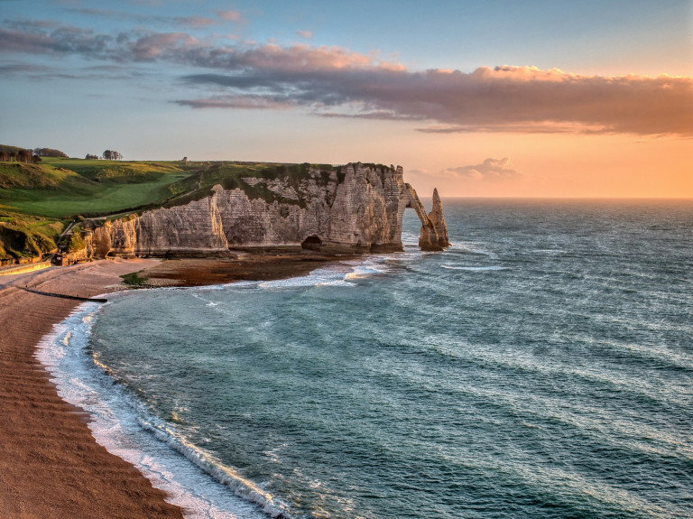 The cliffs of Etretat on the Normandy coast