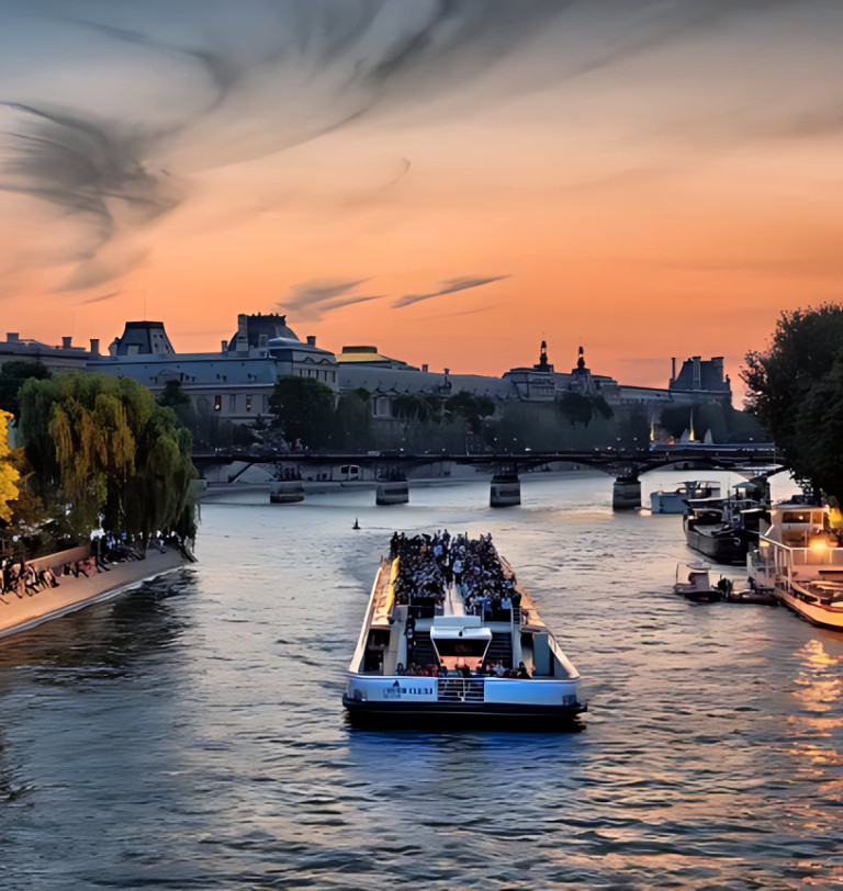 Seine River in Paris at sunset