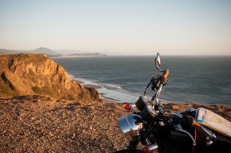 A bike overlooking the French coast