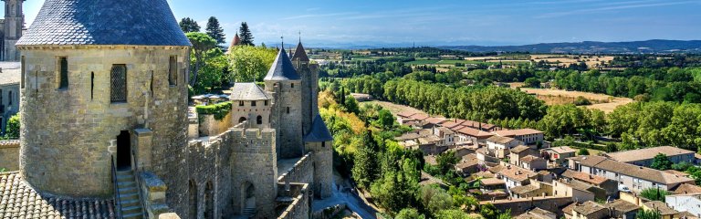A view of the city of Carcassonne in Languedoc Roussillon, France