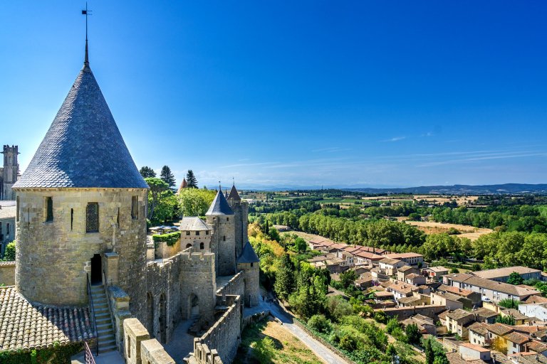A view of the city of Carcassonne in Languedoc Roussillon, France